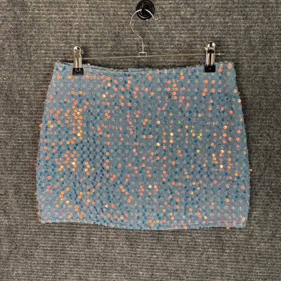 PrettyLittleThing Dresses & Skirts - NWT PrettyLittleThing Sequin Denim Mini Skirt Y2K Party Club Festival Blue US 0